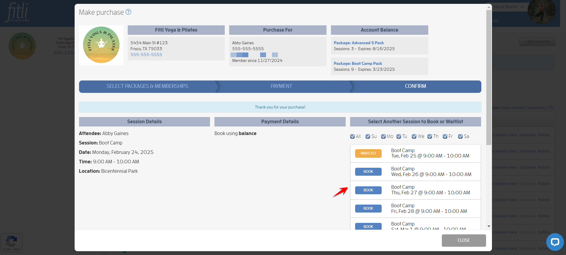 Quick Booking for Classes — screenshot 2