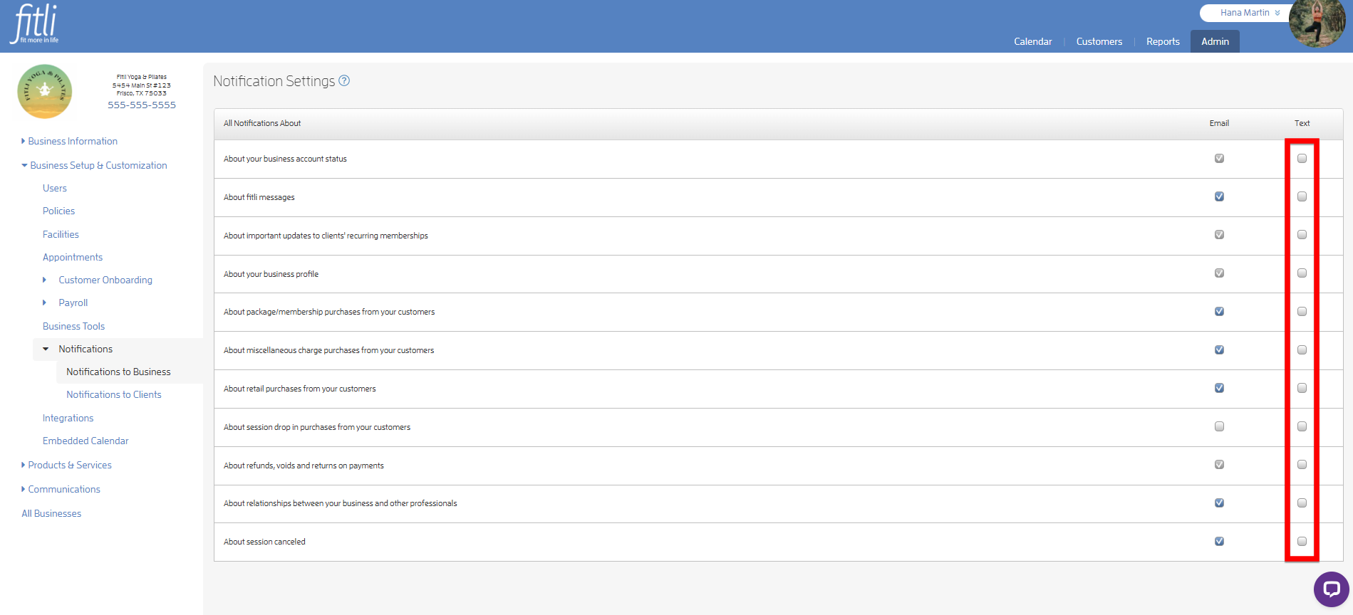 Notifications to Business: Control What Business Notifications you Want to Receive — screenshot 5