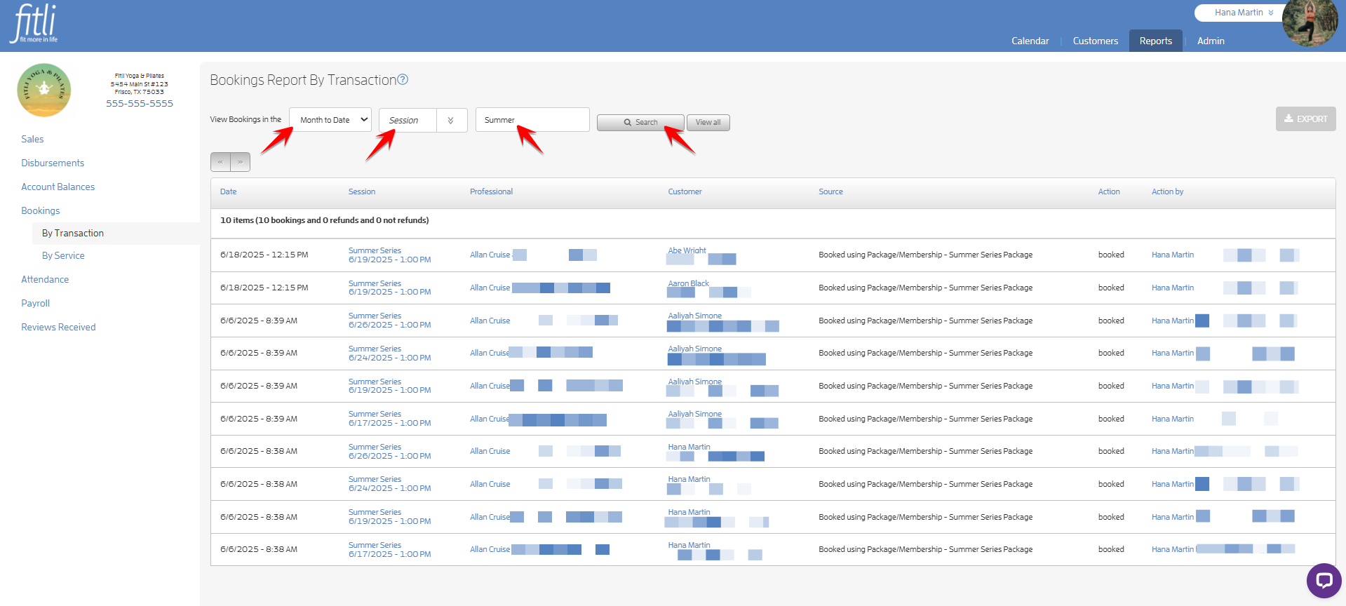 Granular Search on Bookings Report By Transaction — screenshot 3