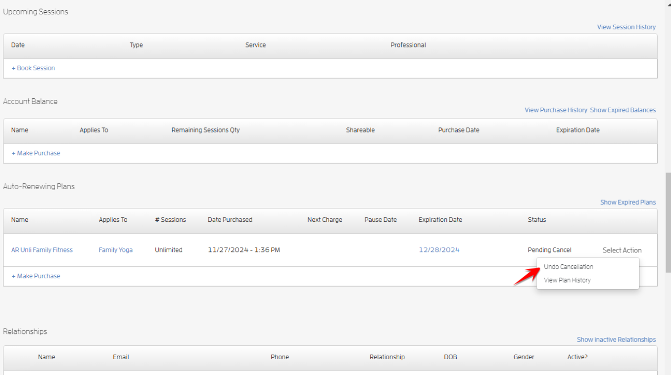 Allow your Clients to Cancel their Auto-Renewing Package/Membership — screenshot 19