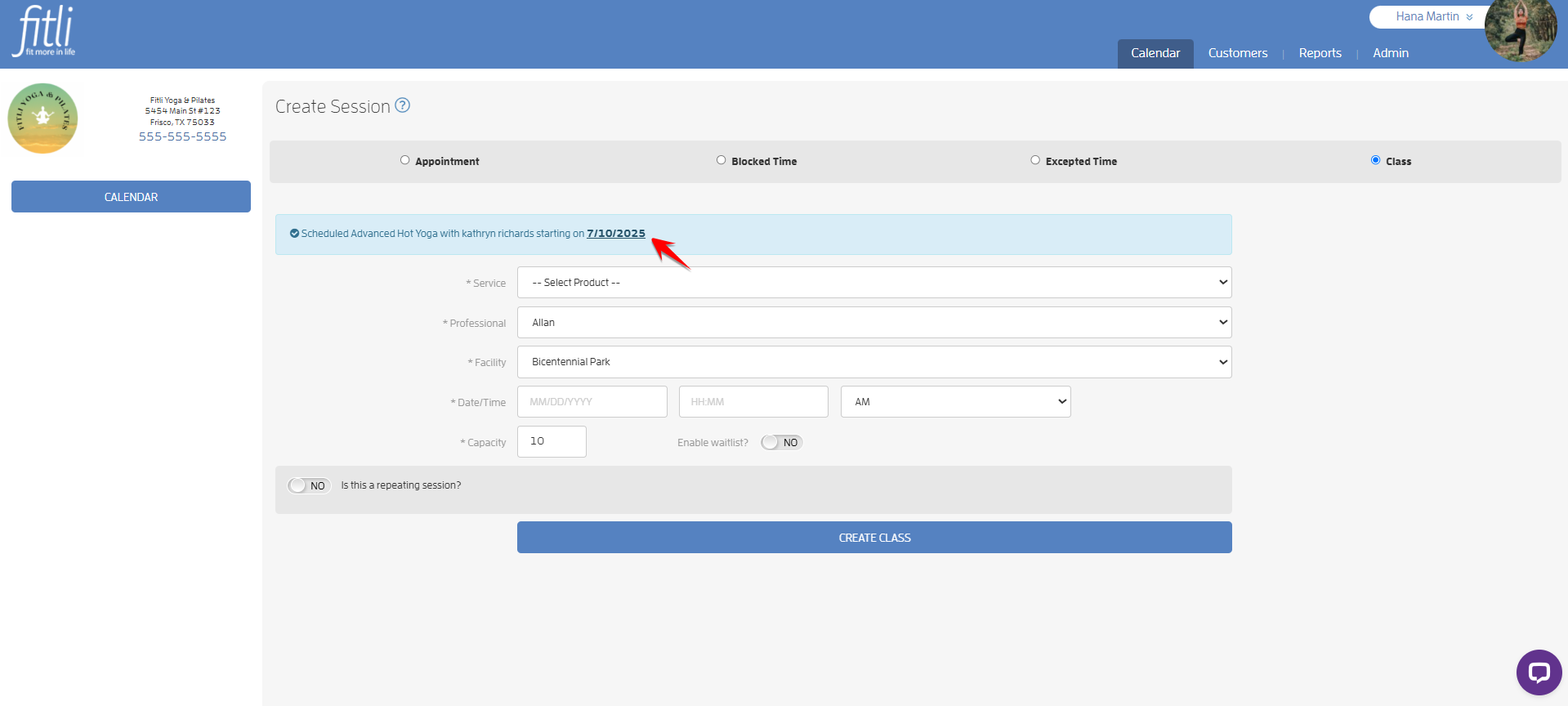 How to 'hide' a session or class on your Business Calendar — screenshot 7