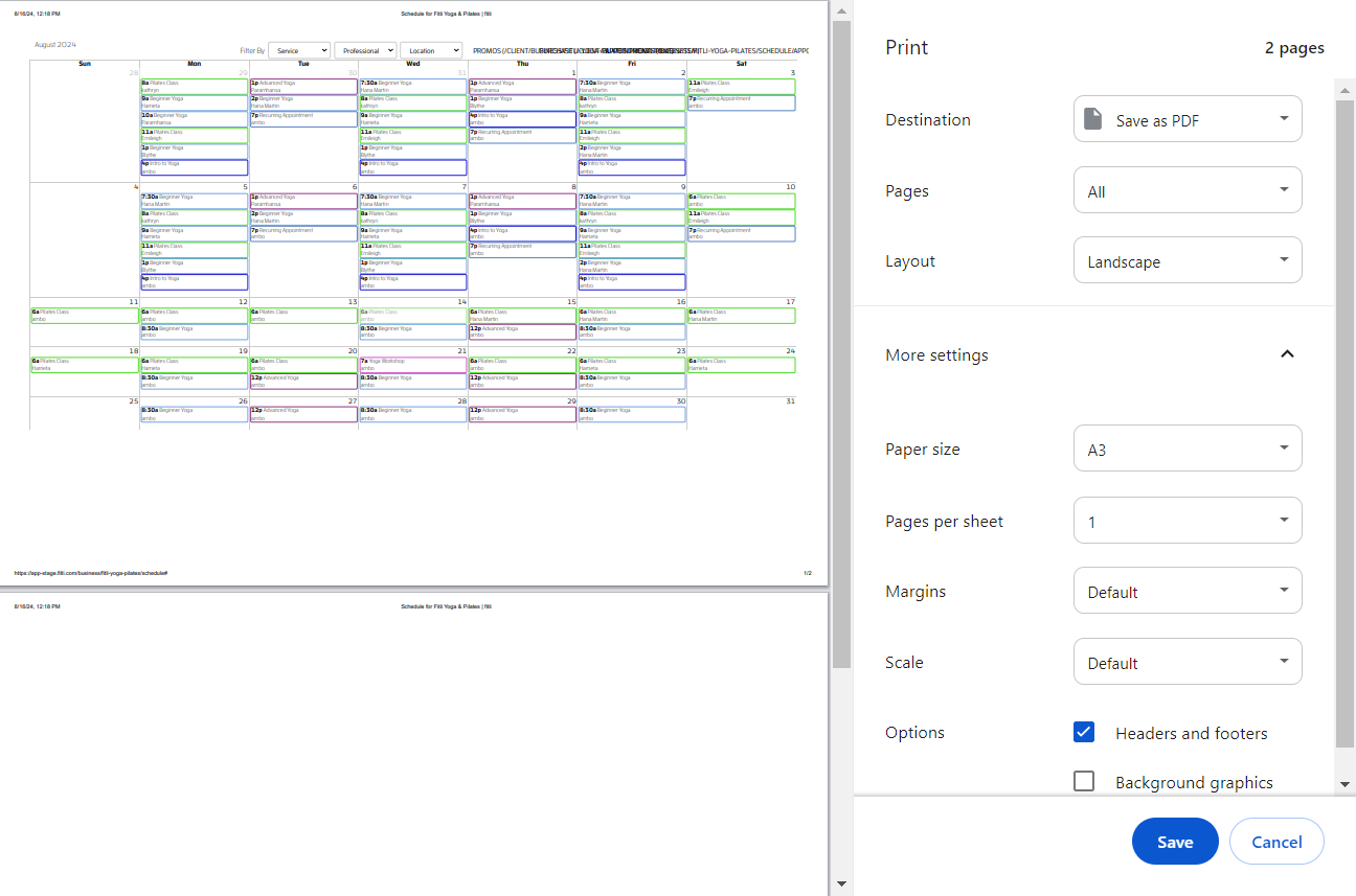 Is there a way to print my Business' schedule? — screenshot 4