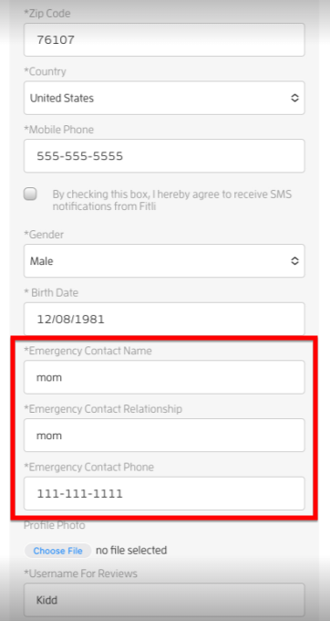 Mobile version: Adding/Updating Emergency Contact Information — screenshot 6