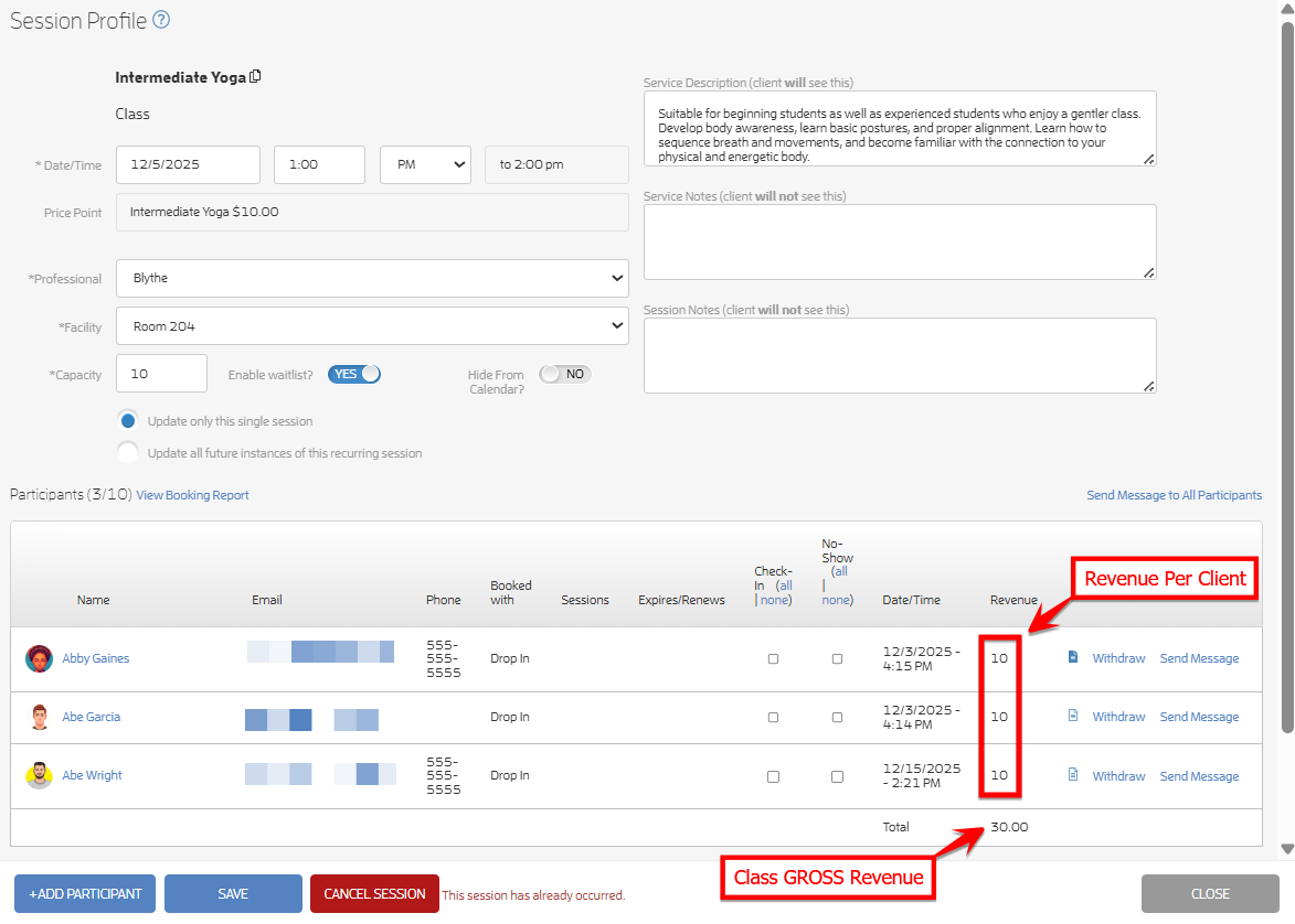 Payroll - Session Revenue — screenshot 1