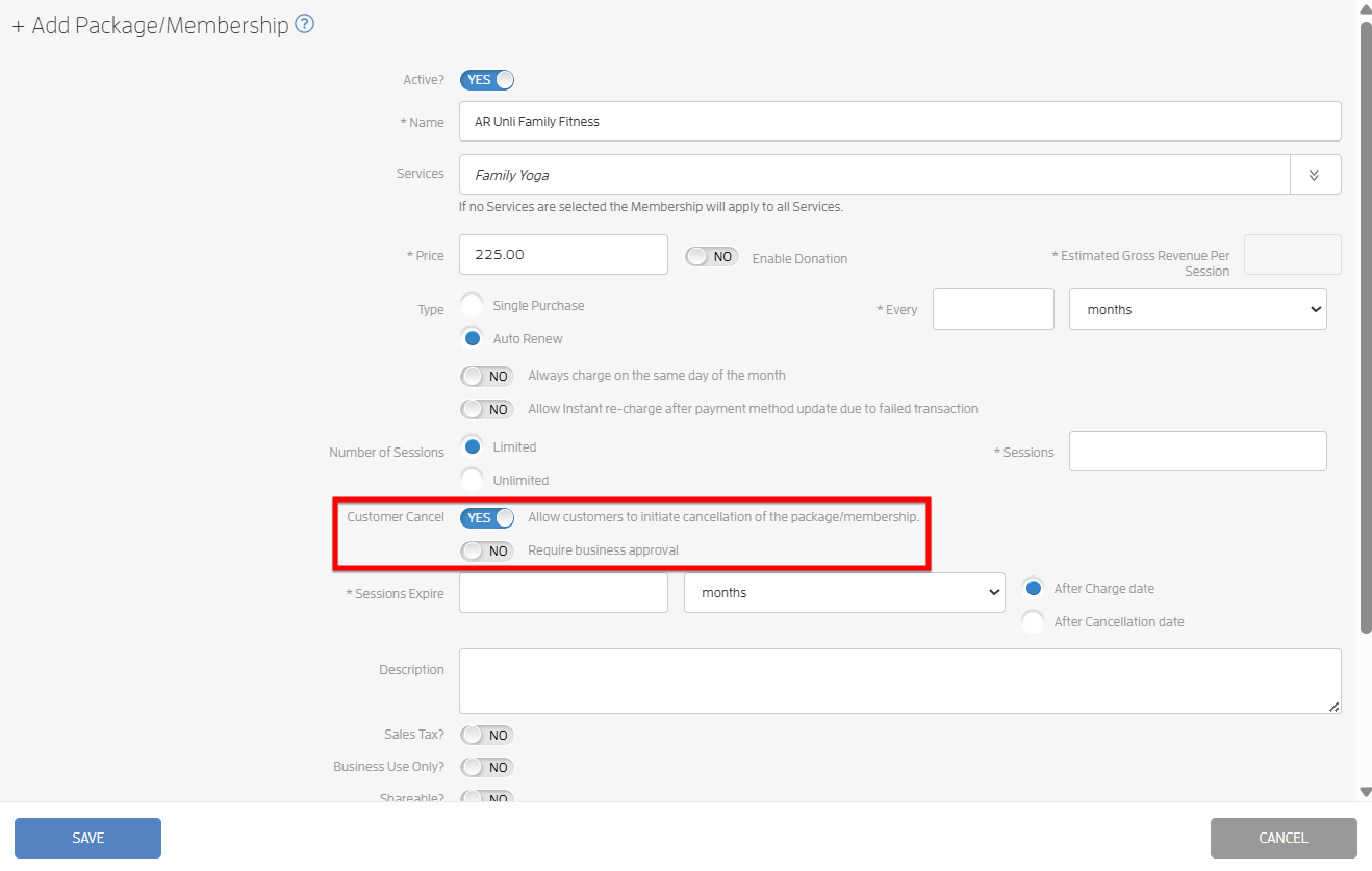 Allow your Clients to Cancel their Auto-Renewing Package/Membership — screenshot 4