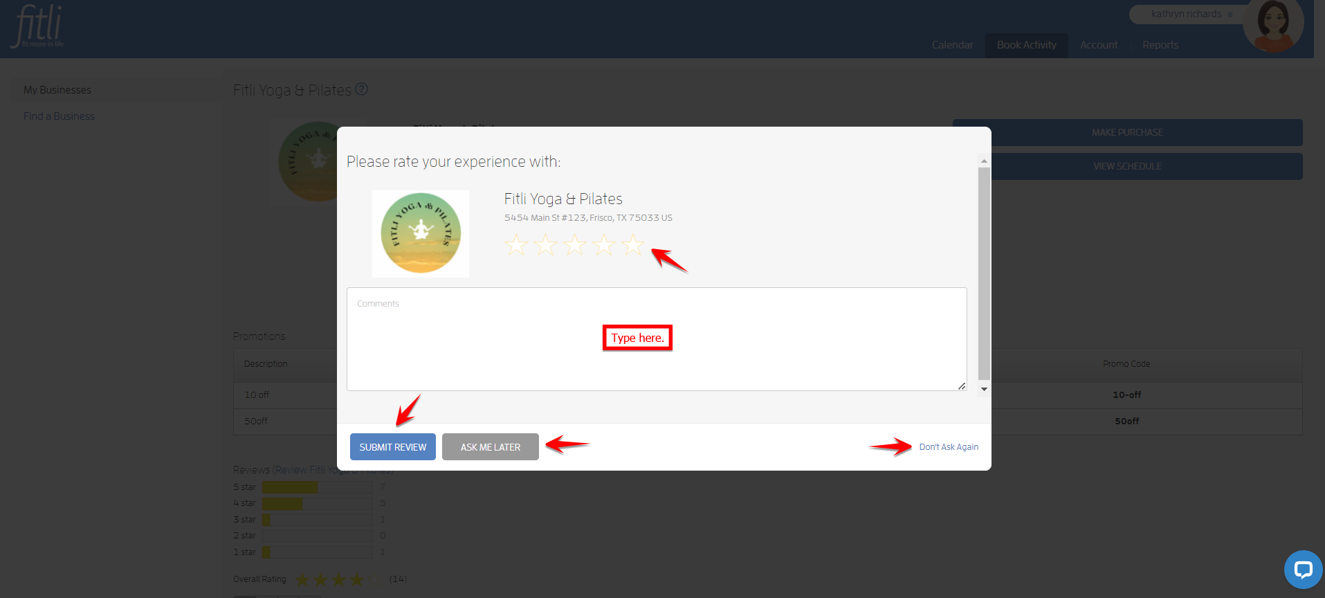 How Can I Leave a Review for a Business/Instructor? — screenshot 1