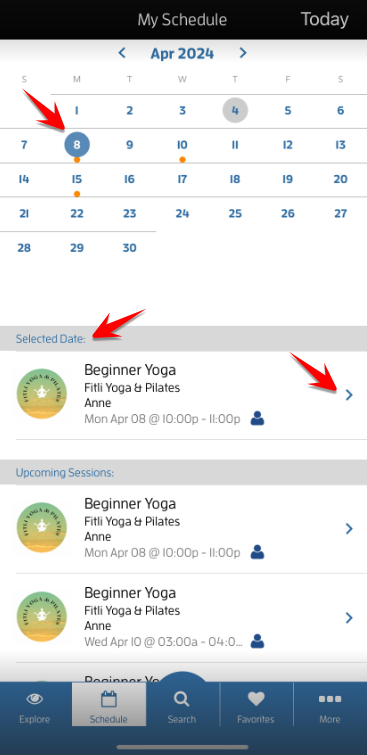 iOs App: How to view your booked classes? — screenshot 3