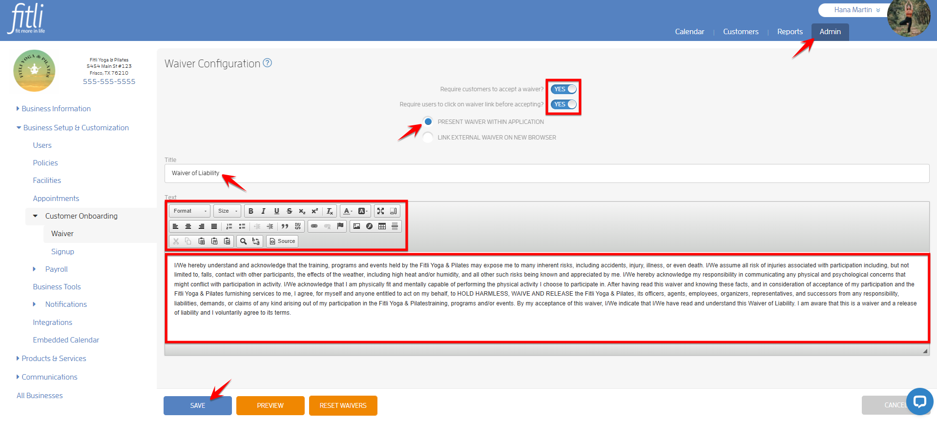Electronic Waivers — screenshot 1