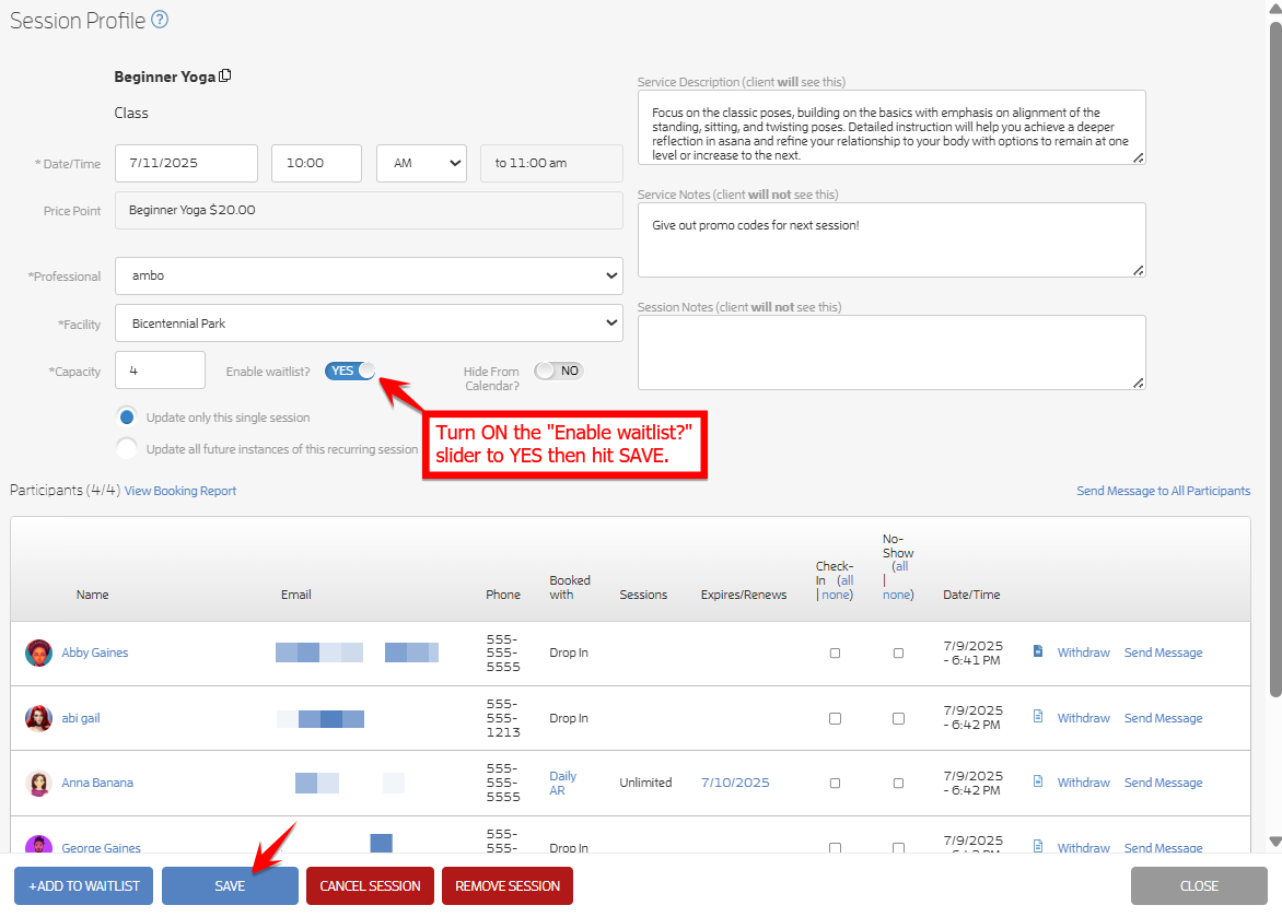 How to Hide Attendance Info for classes — screenshot 5