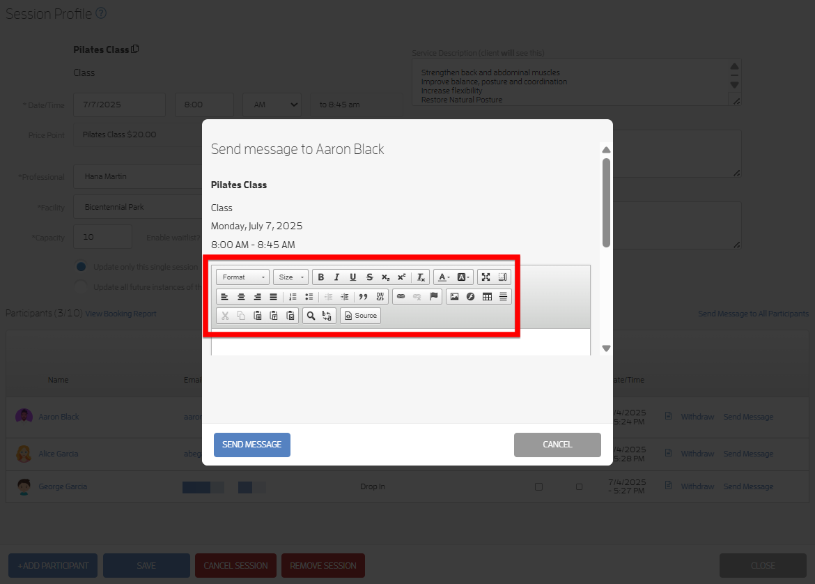 Can I send emails or messages to my clients and customers? — screenshot 4