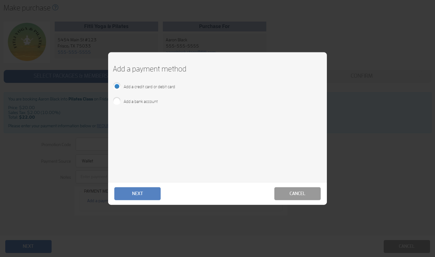 Step 6: Book a Customer Into a Class, Make a Purchase — screenshot 6