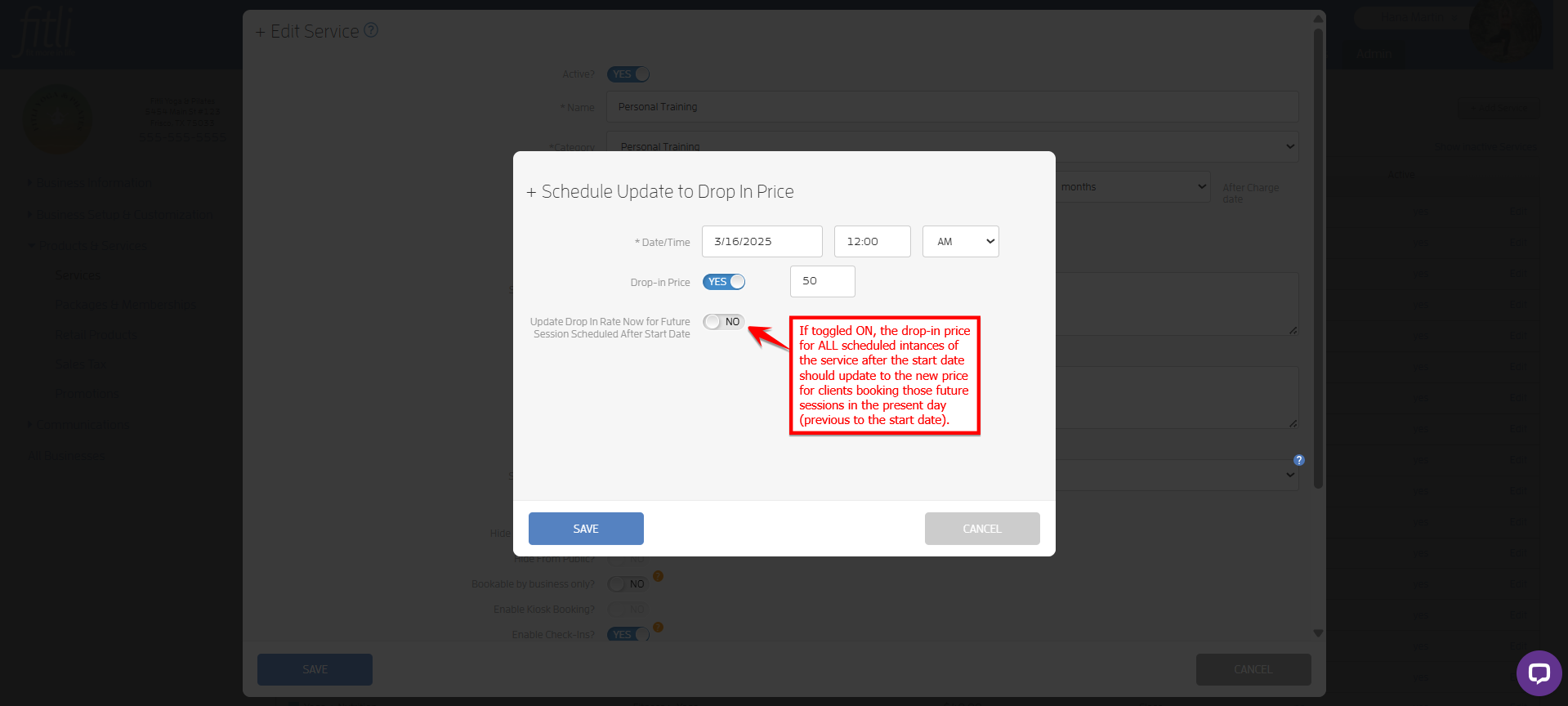 How to Schedule a Change in Drop-in Price? — screenshot 14