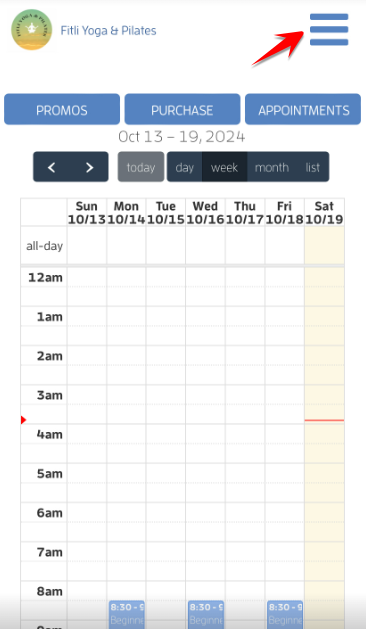 Mobile version: I want to sign up and book a session, now what do I do? — screenshot 1