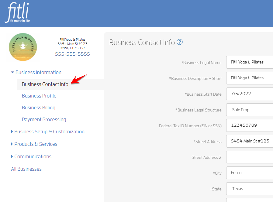 Step 1: Configuring Your Business — screenshot 2