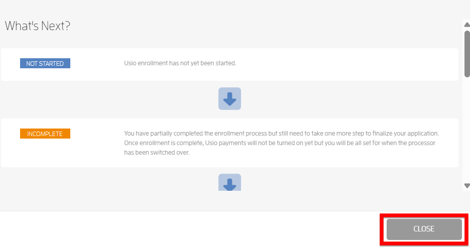 Understanding the Different Usio Enrollment Status — screenshot 5