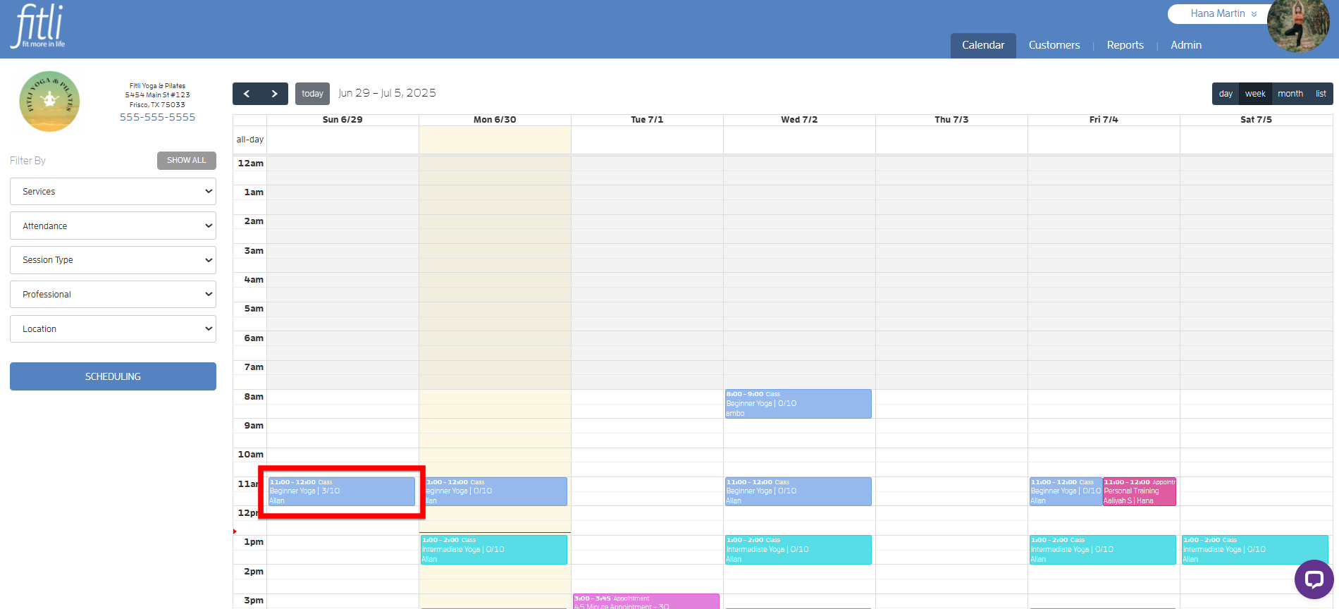 View Bookings Report for a Single Session — screenshot 2