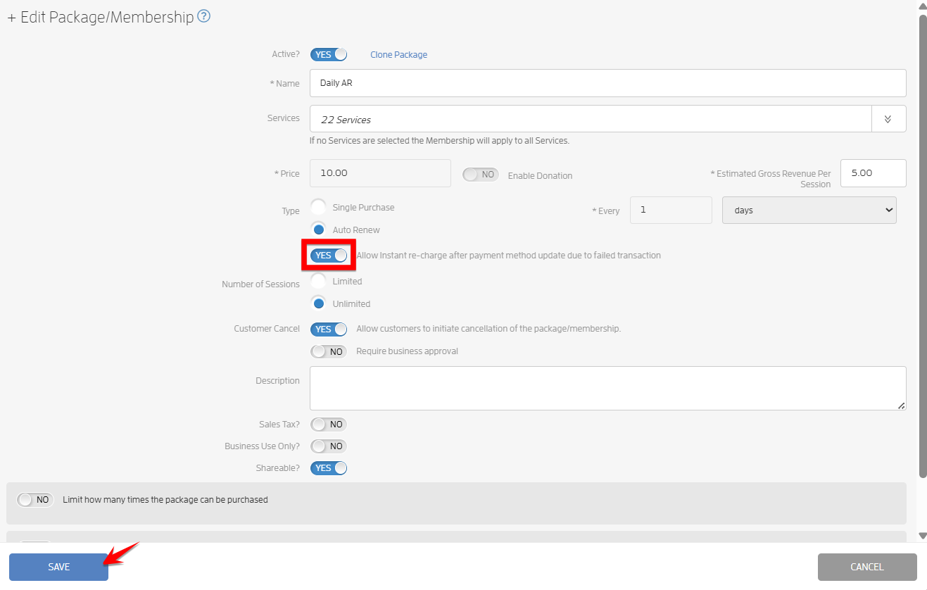 Handling Failing Client Auto-Renewing Memberships (Business Guide) — screenshot 27
