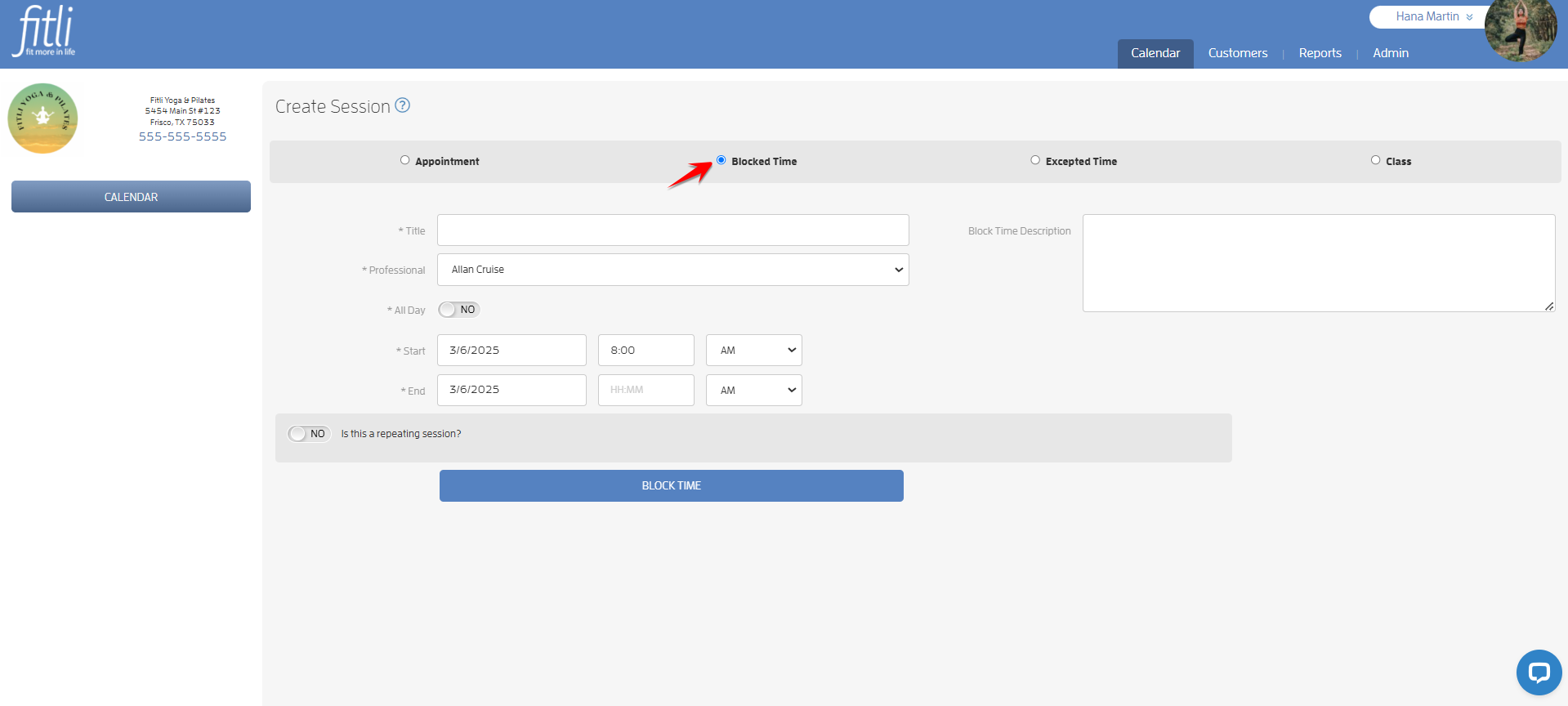 How to Add Appointments, Blocked Times, Excepted Times or Classes to your Business Calendar? — screenshot 4