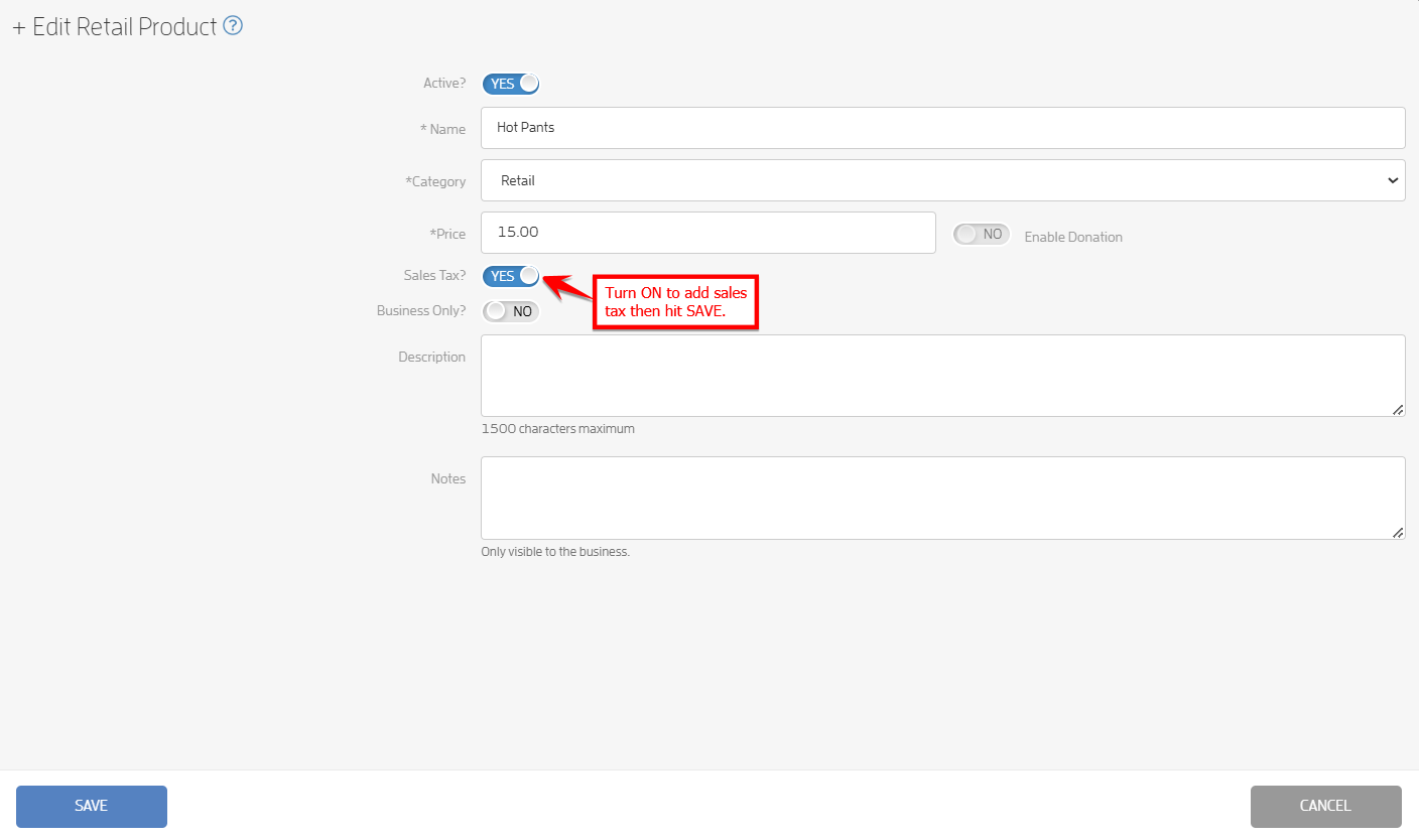 Can I add or charge Sales Tax on Services, Retail or Packages/Memberships? — screenshot 3