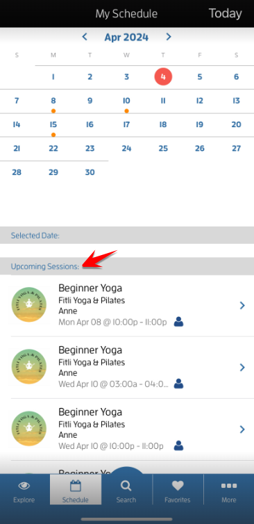 iOs App: How to view your booked classes? — screenshot 2