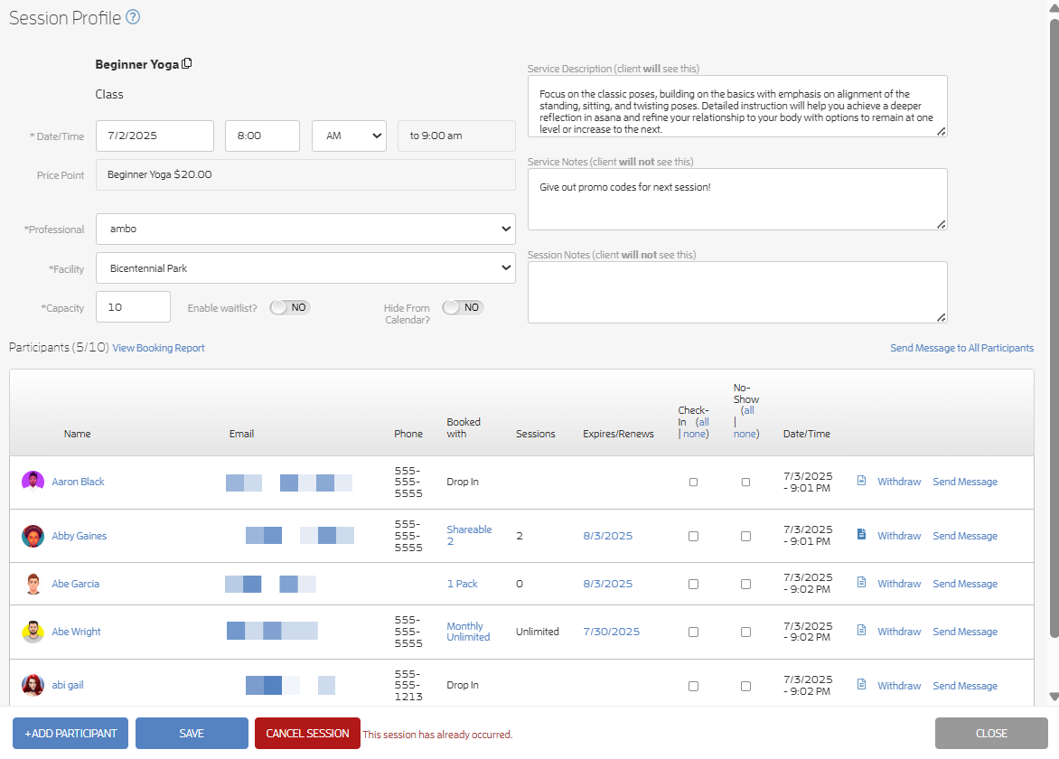 Check-In and Your Attendance Report — screenshot 2