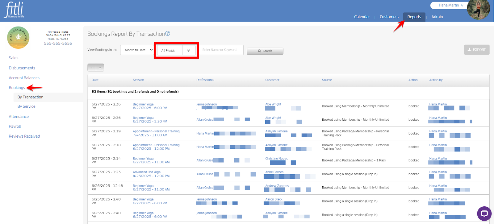 Granular Search on Bookings Report By Transaction — screenshot 1