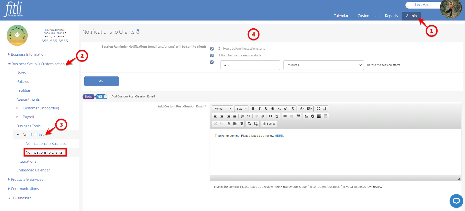 Professional Profile - Class, Appointment, and Session reminder notifications — screenshot 6