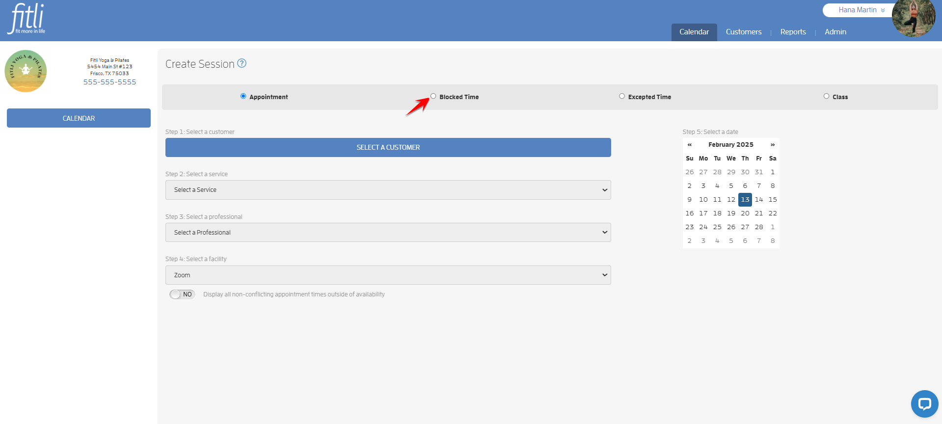 How do I create a 'blocked time' event on my calendar? I want to be unavailable for a certain period — screenshot 3