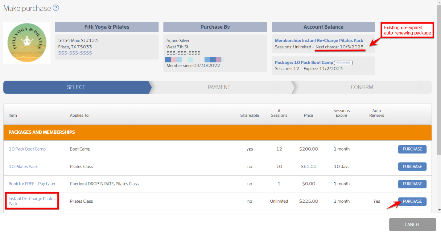 What happens if I try to purchase a duplicate auto-renewing membership? — screenshot 1