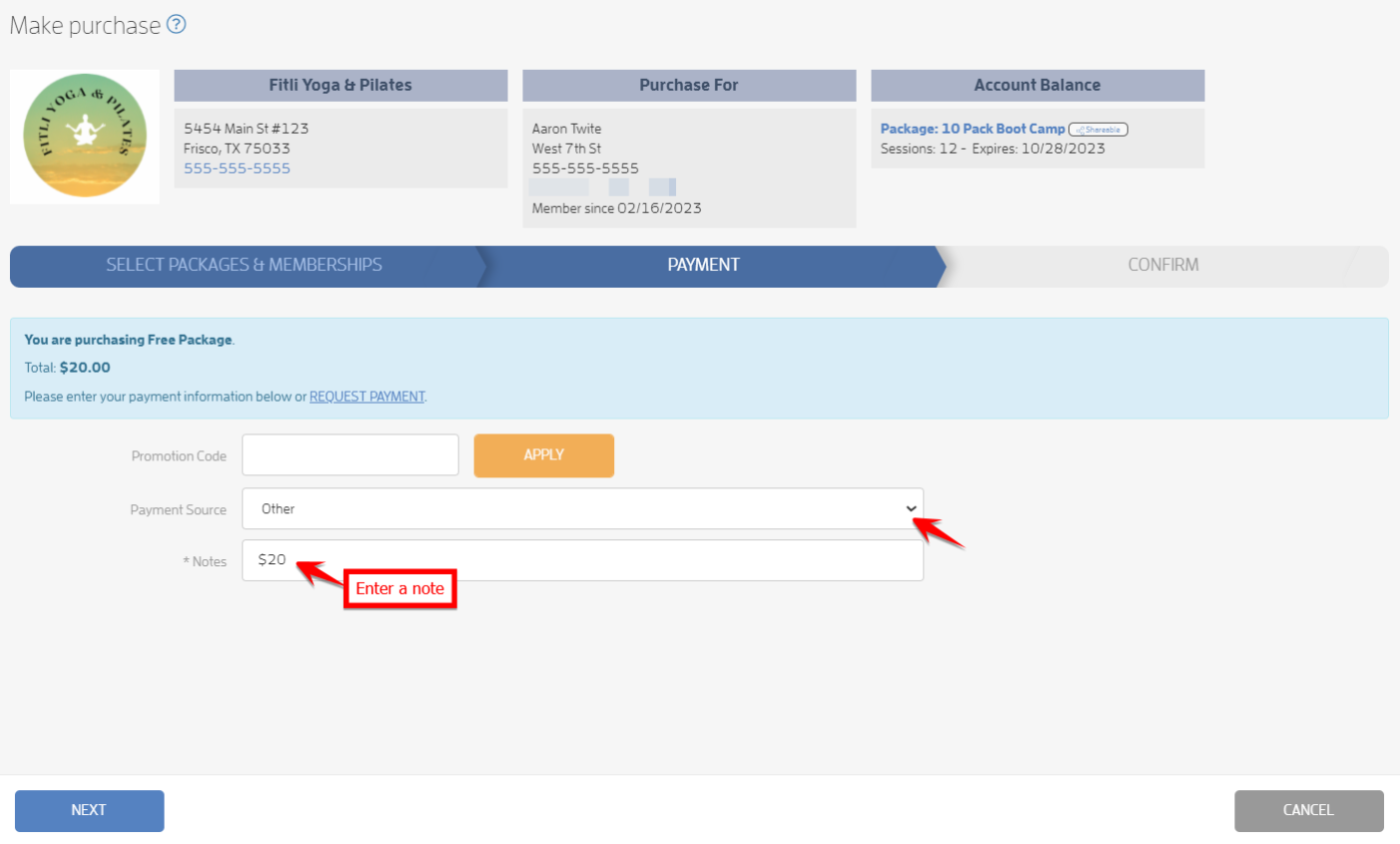 How to provide a customer with a complimentary Service or Package? — screenshot 6