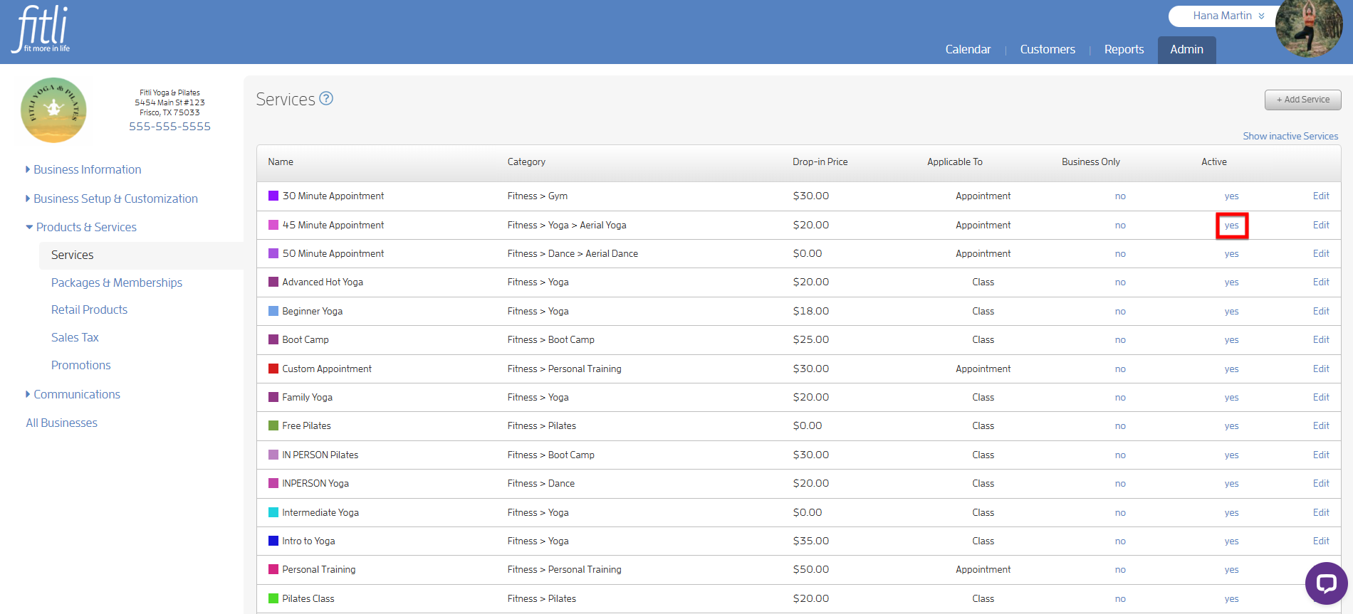How to de-activate / re-activate a service — screenshot 13