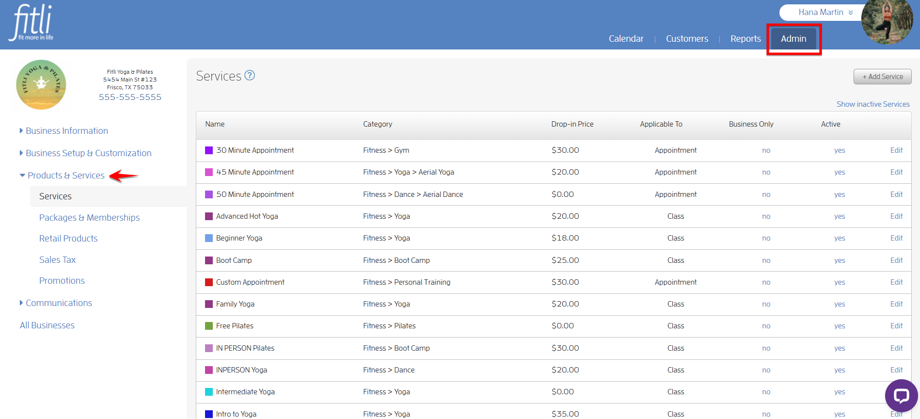 How do I change the colors for my services? — screenshot 1