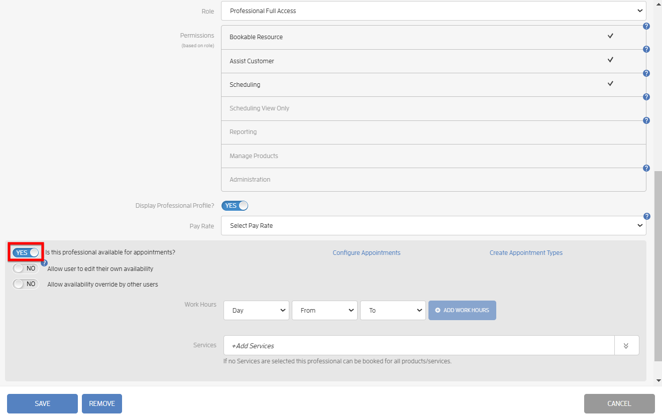 How to Schedule Excepted Times for your Professionals? — screenshot 3