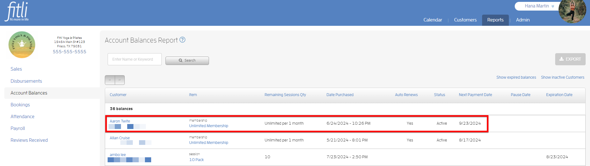 Account Balance Reporting — screenshot 1