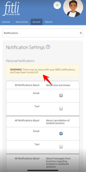 Mobile version: Why have my SMS notifications been turned off? — screenshot 1