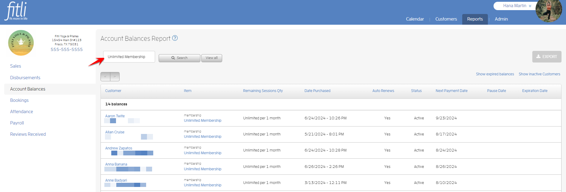 Account Balance Reporting — screenshot 2