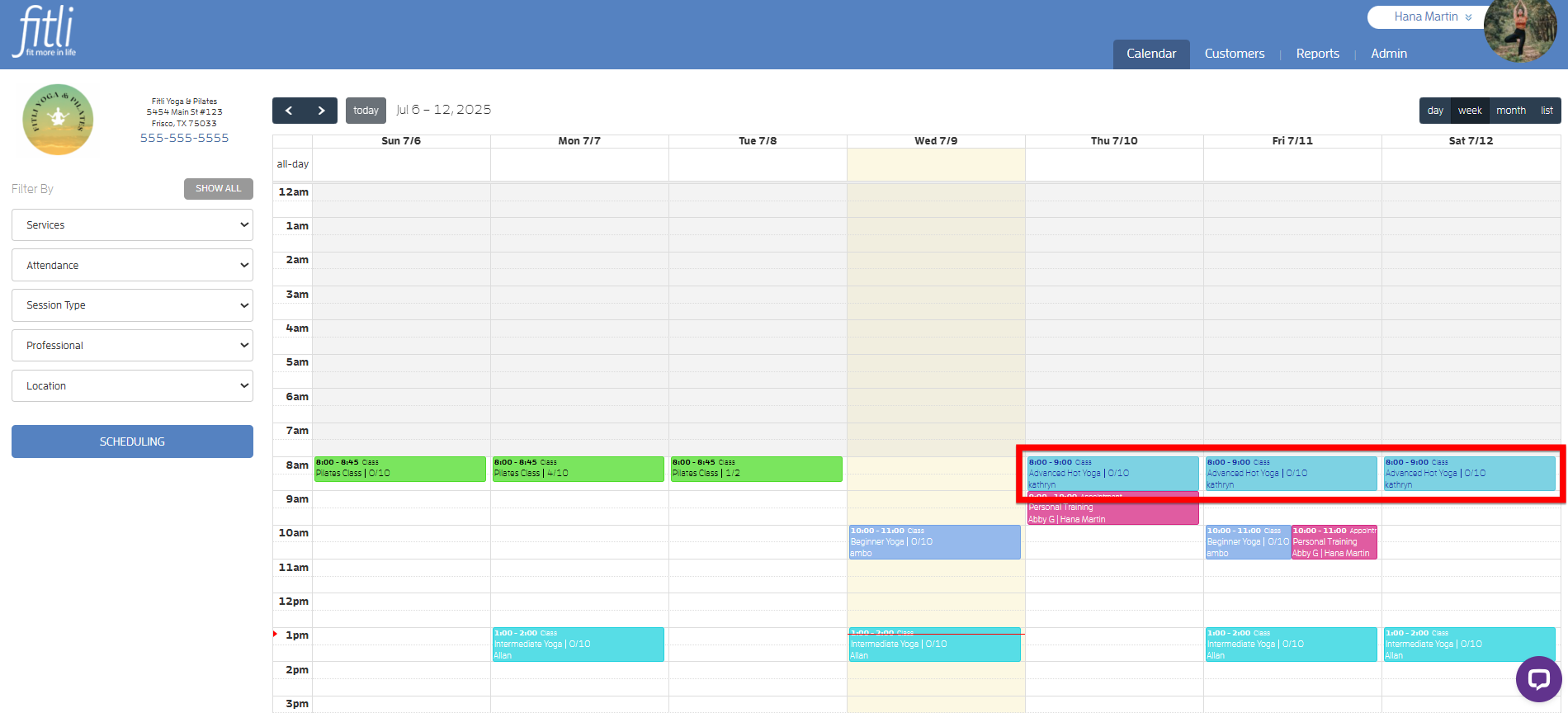 How to 'hide' a session or class on your Business Calendar — screenshot 8