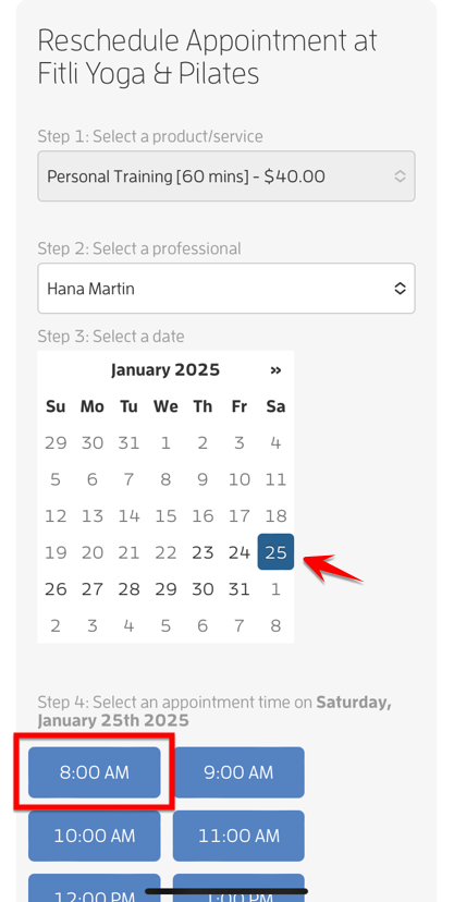 Mobile version: How to Reschedule an Appointment? — screenshot 8