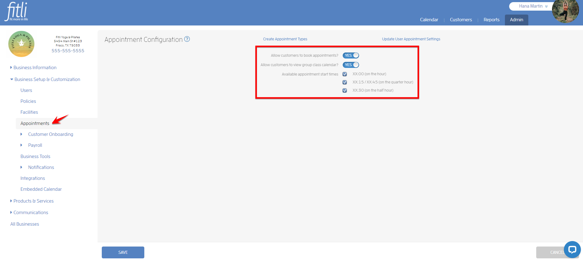 Step 1: Configuring Your Business — screenshot 20