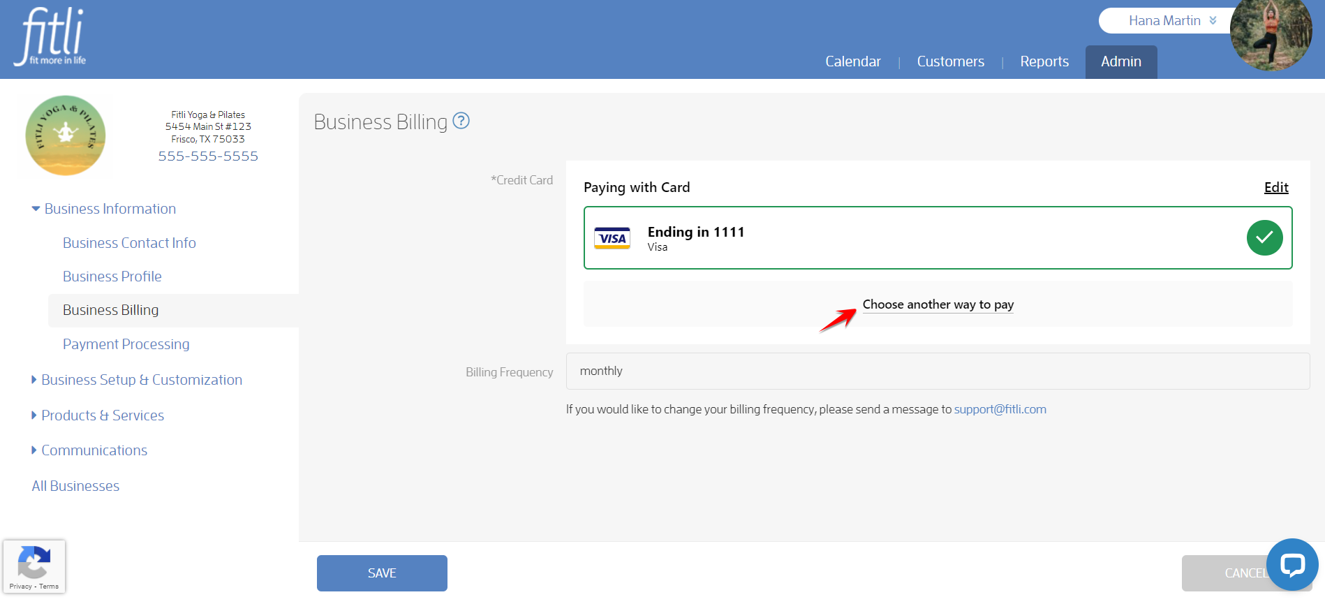 How do I update my business credit card on file with Fitli? — screenshot 3
