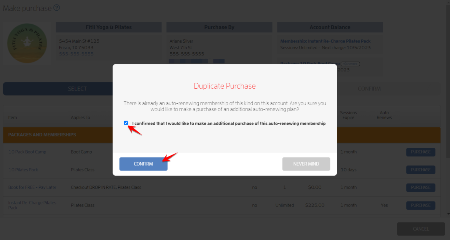 What happens if I try to purchase a duplicate auto-renewing membership? — screenshot 3
