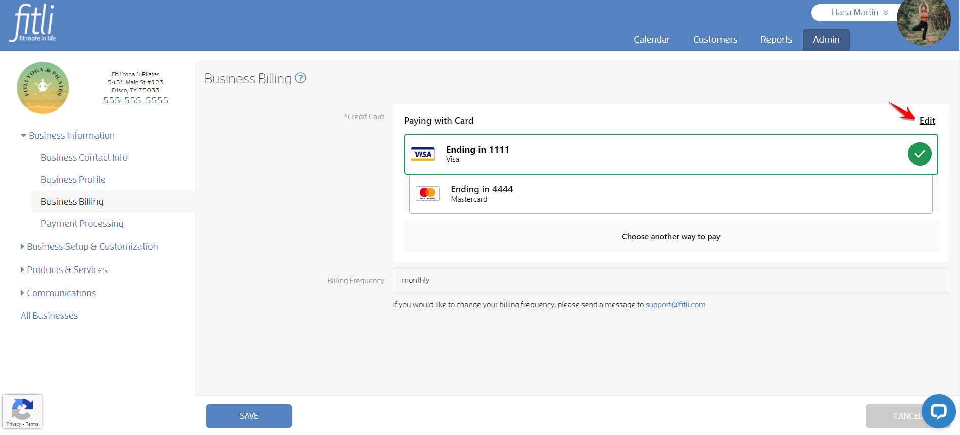 How do I update my business credit card on file with Fitli? — screenshot 6