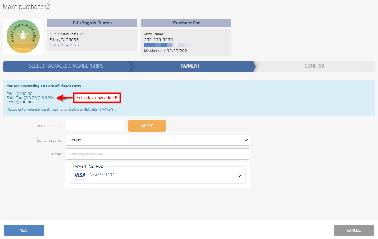 Can I add or charge Sales Tax on Services, Retail or Packages/Memberships? — screenshot 6