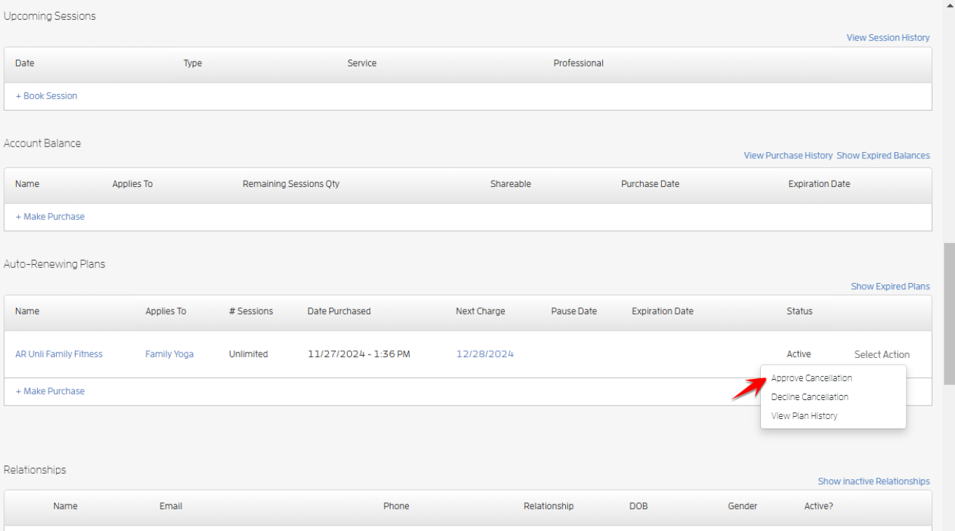 Allow your Clients to Cancel their Auto-Renewing Package/Membership — screenshot 16