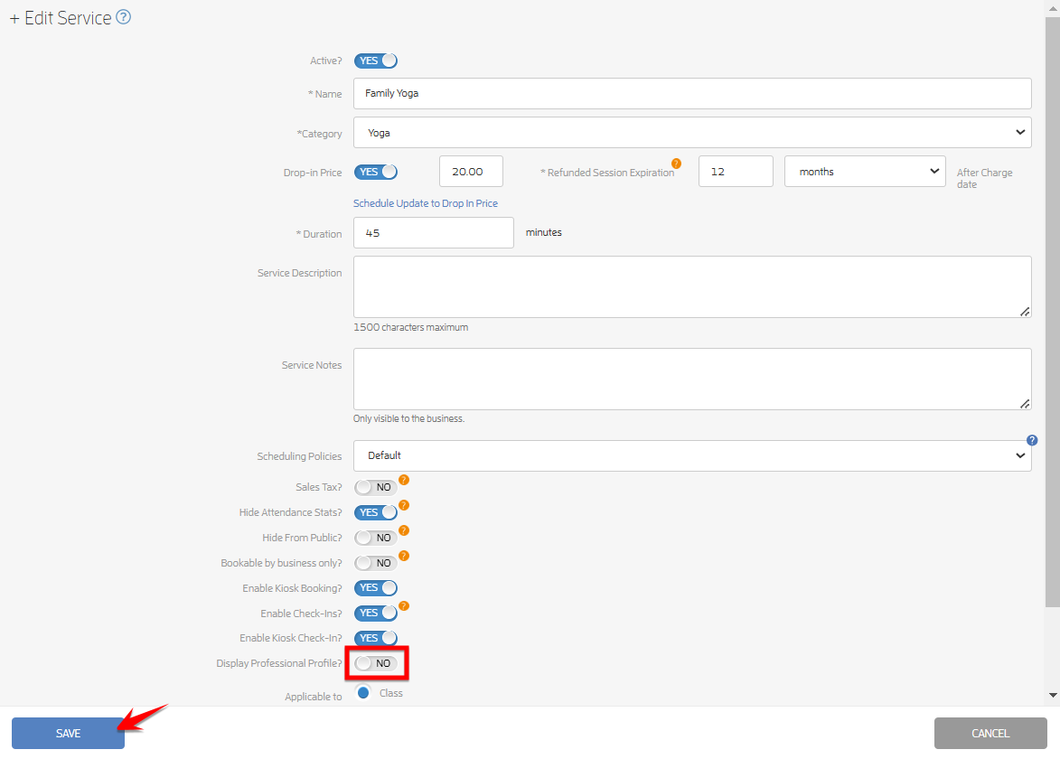 Display or Hide your Professionals' Profiles — screenshot 5
