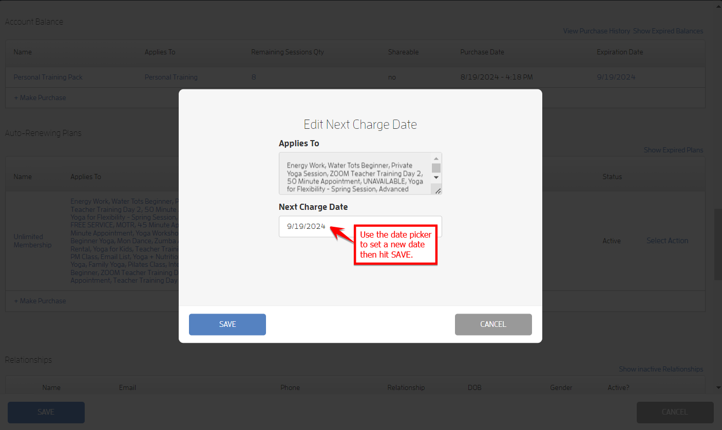Set Client Renewal or Charge Date — screenshot 3