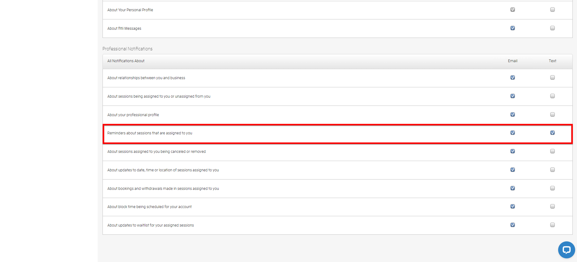 Professional Profile - Class, Appointment, and Session reminder notifications — screenshot 3