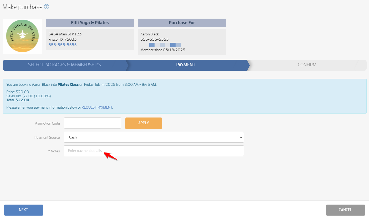 Step 6: Book a Customer Into a Class, Make a Purchase — screenshot 9