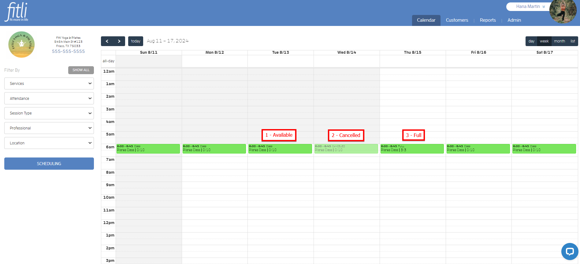 Can customers see who, or how many clients are booked in a class? — screenshot 1