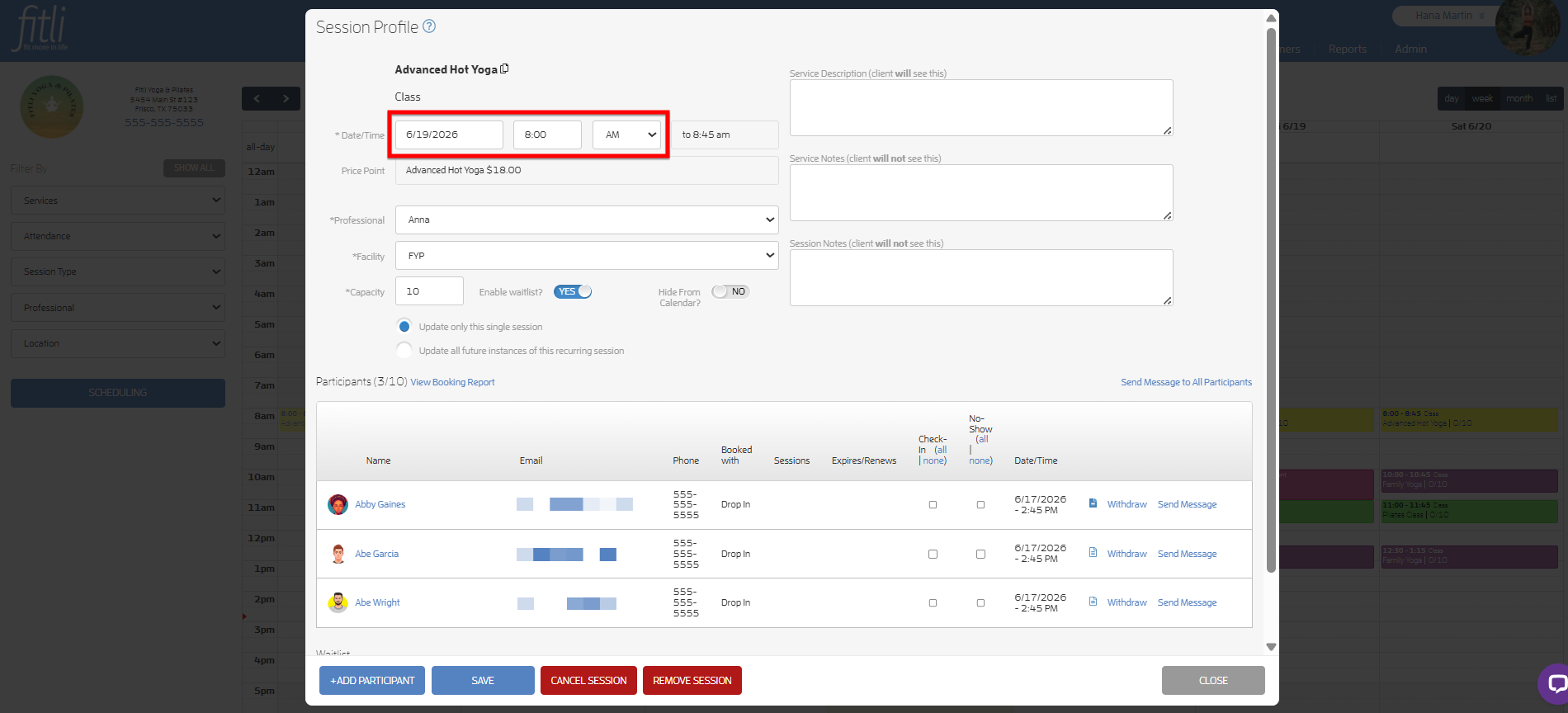 How to Reschedule a Class with Participants? — screenshot 2